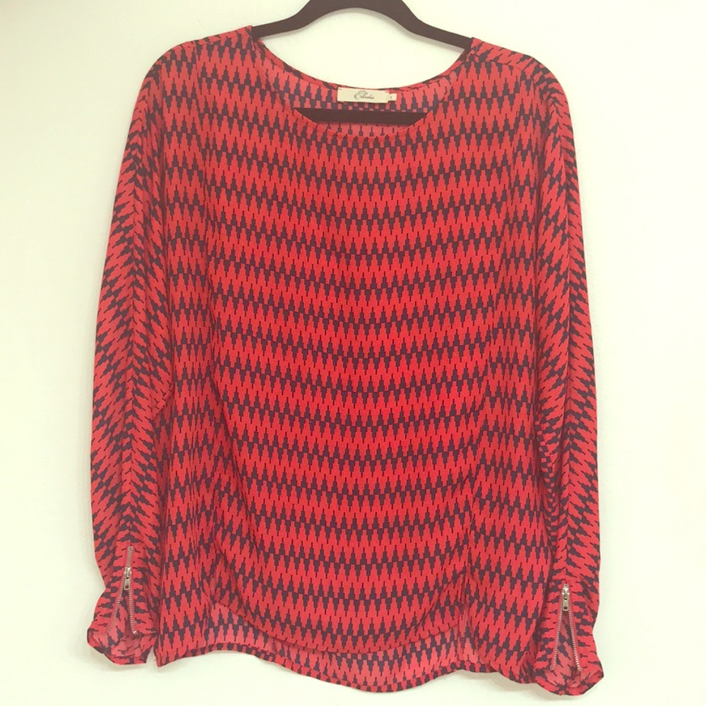 Red & Blue flowy top